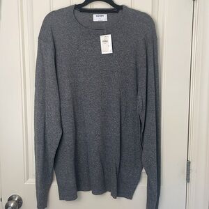 NWT Men’s Grey Long Sleeve Crew Neck Sweater, Size XL, Old Navy Lightweight Top